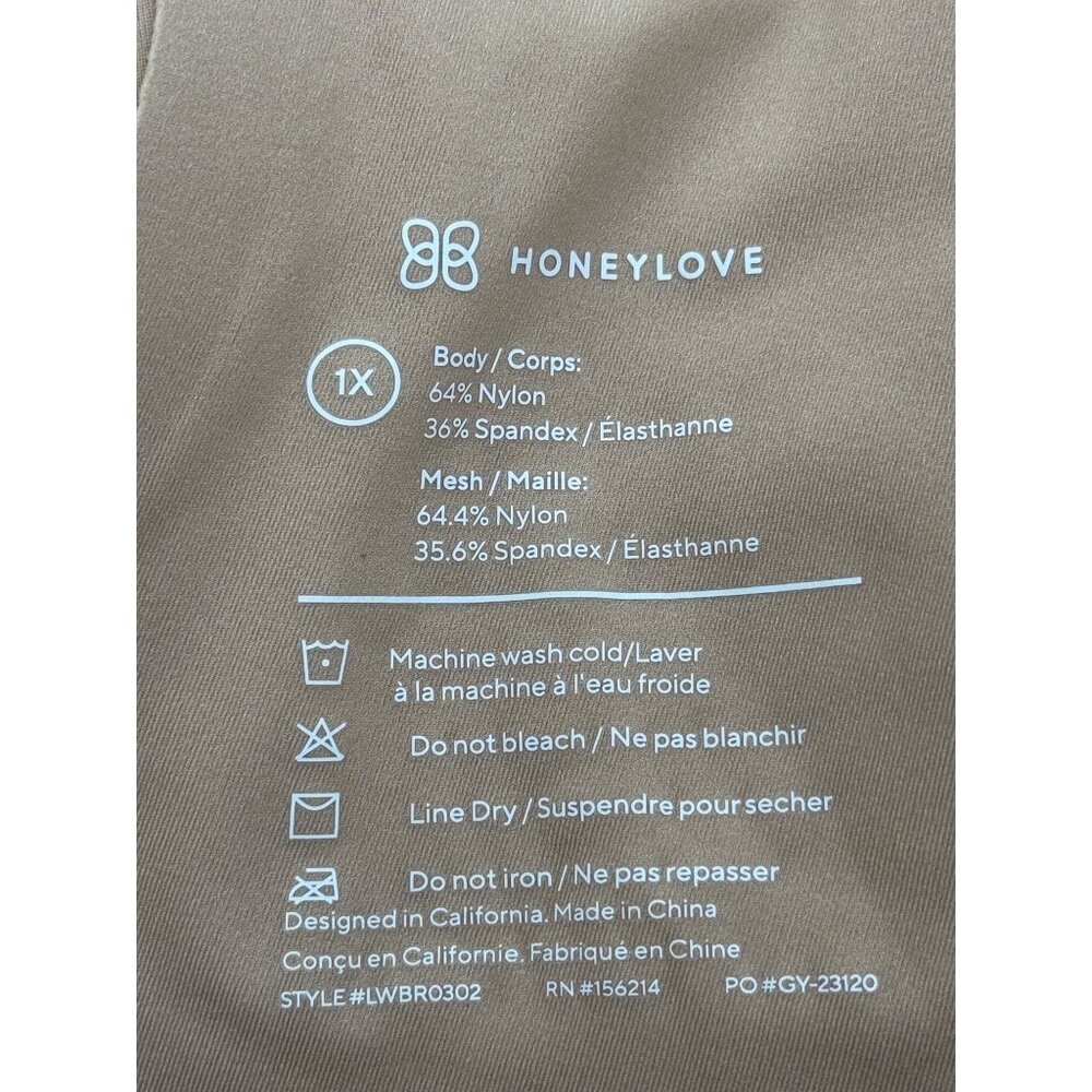 HoneyLove CrossOver V-Neck Wireless Mesh Bra LWBR0302 Sand Size 1X - Picture 5 of 5
